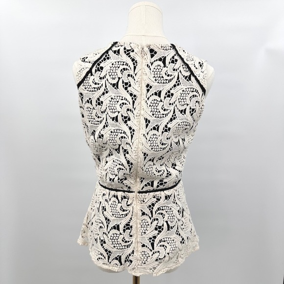 Maeve Guipure Lace Crochet Peplum Top Romantic Coquette Soft Girl Boho Size 6 - Picture 3 of 11